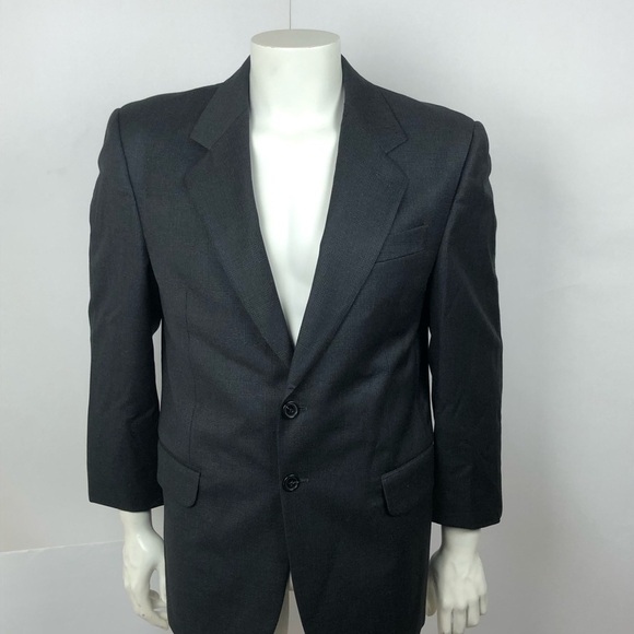FENDI Men's Blazer Jacket 100% Virgin Wool Two Buttons Jacket Large Gray Black - Picture 8 of 9